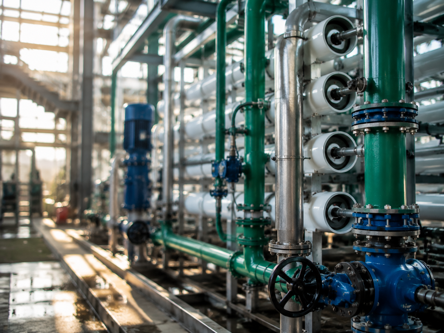 Sistema de membranas de osmose reversa em planta de tratamento de água industrial